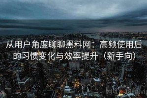 从用户角度聊聊黑料网：高频使用后的习惯变化与效率提升（新手向）