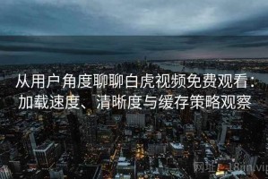 从用户角度聊聊白虎视频免费观看：加载速度、清晰度与缓存策略观察