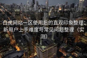 白虎网站一区使用后的直观印象整理：新用户上手难度与常见问题整理（实测）